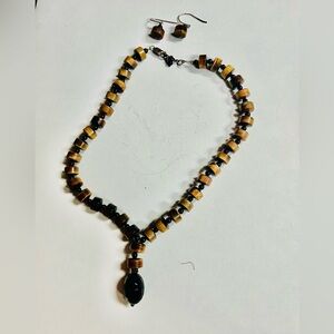 Tigers Eye Necklace & Earrings